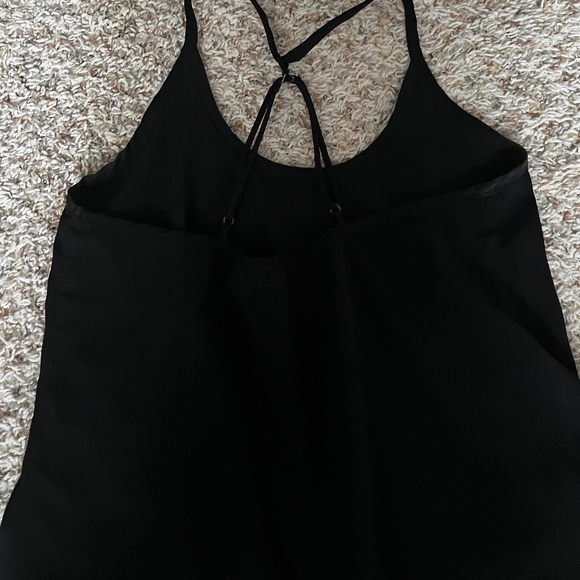 Black Silk Flow Top with Criss Cross Straps - Picture 2 of 2